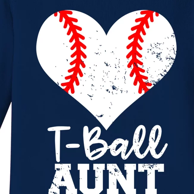 Tball Aunt Heart Funny Tee Ball Aunt Gift Baby Long Sleeve Bodysuit