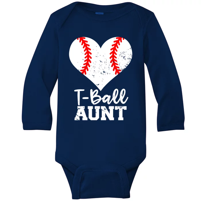 Tball Aunt Heart Funny Tee Ball Aunt Gift Baby Long Sleeve Bodysuit