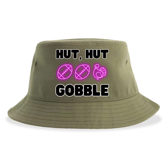 Thanksgiving Autumn Hut Hut Gobble Turkey Football Funny Gift Sustainable Bucket Hat