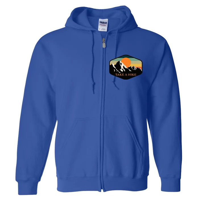 Take A Hike Retro Vintage Outdoor Hiking Full Zip Hoodie