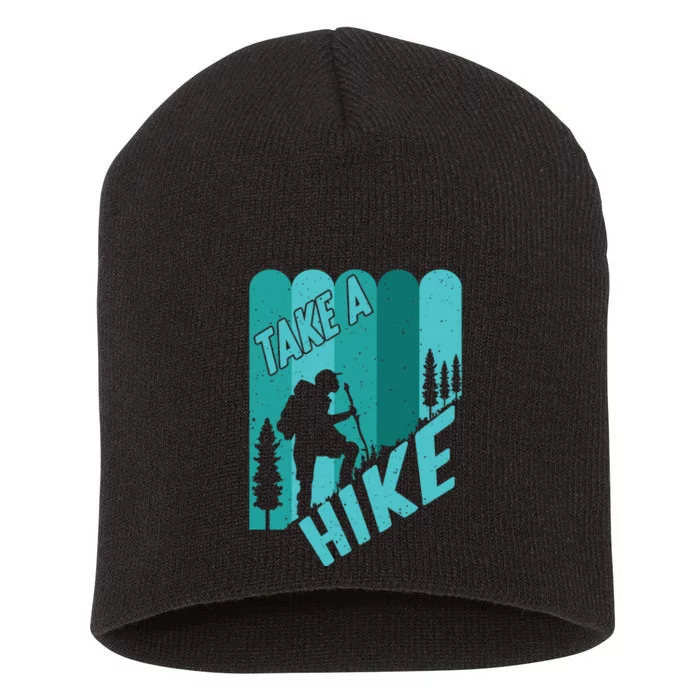 Take A Hike Walking Mountain Camping Hiking Gift Short Acrylic Beanie