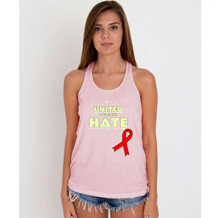 Together Against Hate World Aids Awareness Day Gift Women's Knotted Racerback Tank