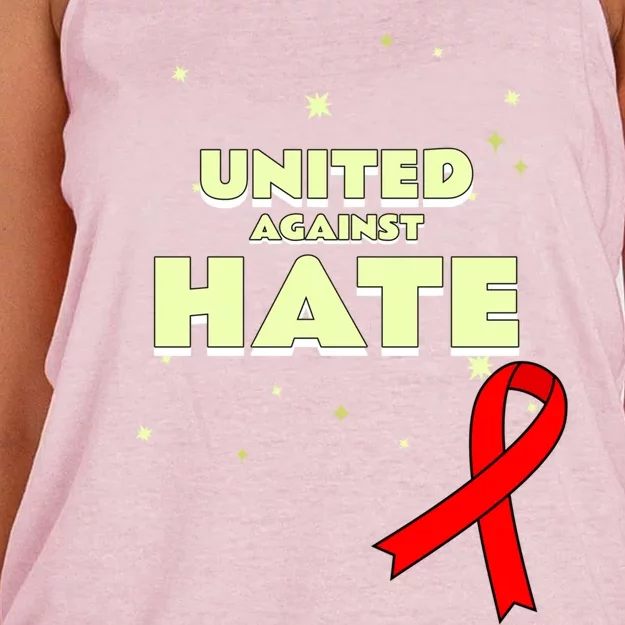 Together Against Hate World Aids Awareness Day Gift Women's Knotted Racerback Tank