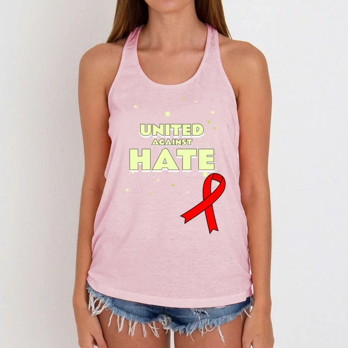 Together Against Hate World Aids Awareness Day Gift Women's Knotted Racerback Tank