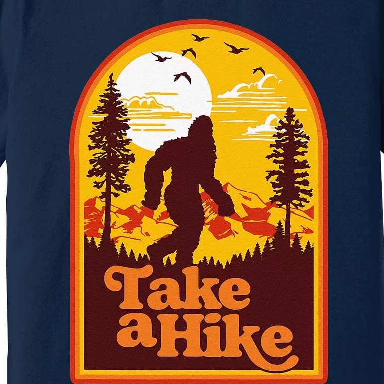 Take A Hike Bigfoot Earth Day Retro Sasquatch Hiking Camping Premium T-Shirt