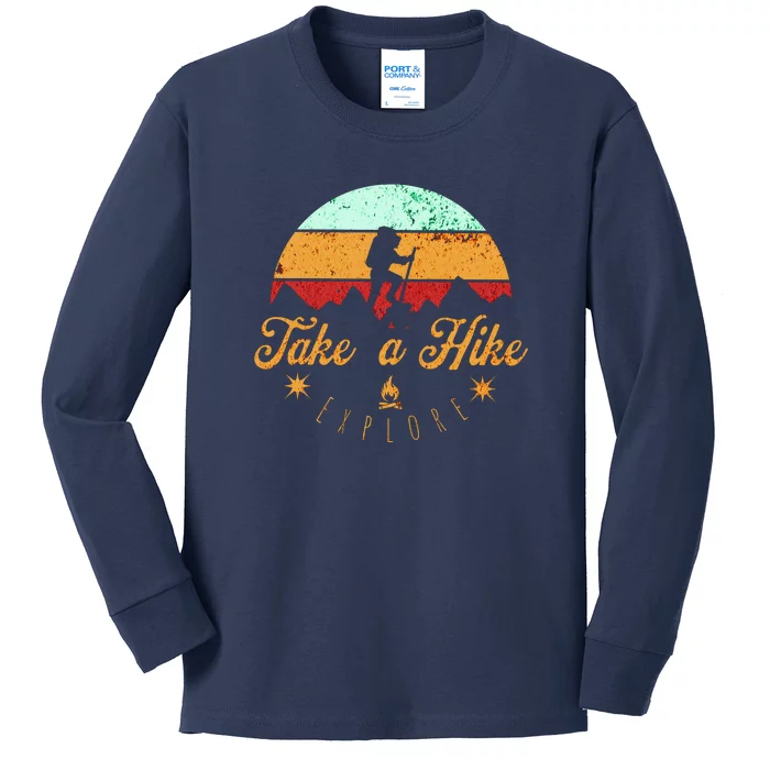 Take A Hike, Mountains, Outdoors, Nature, Vintage Kids Long Sleeve Shirt