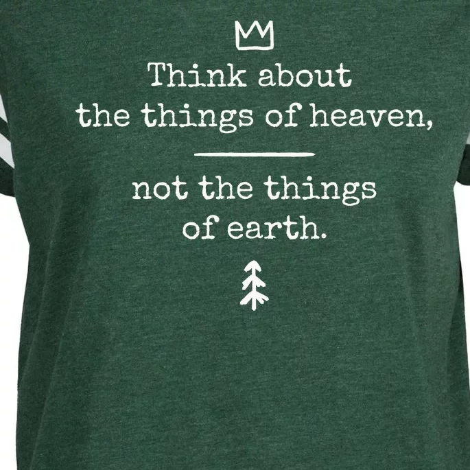 Think About Heaven Bible Quote Enza Ladies Jersey Football T-Shirt