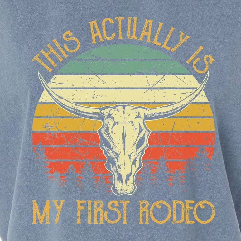 This Actually Is My First Rodeo Country Western Bull Skull Garment-Dyed Women's Muscle Tee