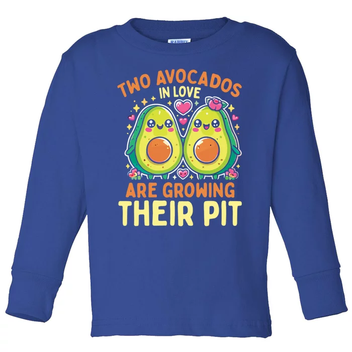 Two Avocados In Love Are Growing Avocado Pregnancy Gift Toddler Long Sleeve Shirt