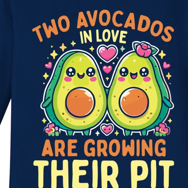 Two Avocados In Love Are Growing Avocado Pregnancy Gift Baby Long Sleeve Bodysuit