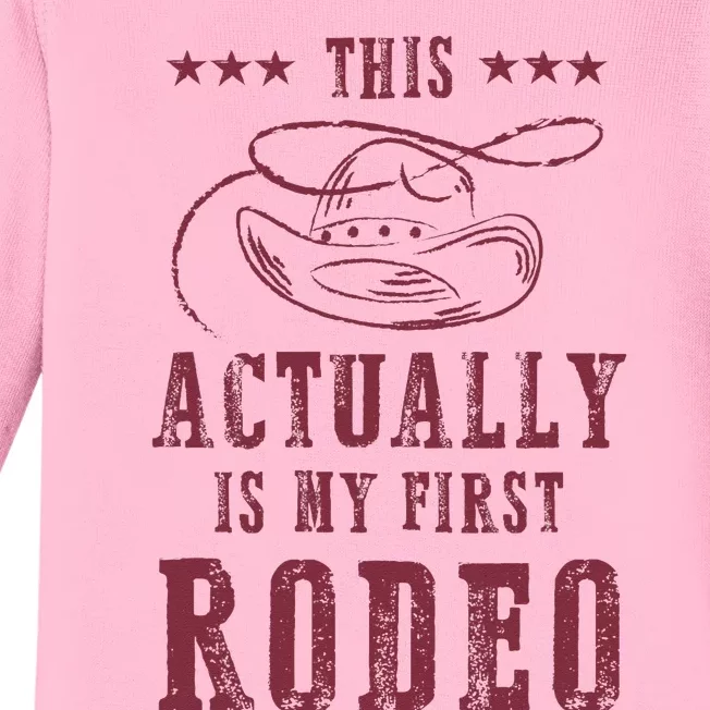 This Actually Is My First Rodeo Cowboy Baby Long Sleeve Bodysuit