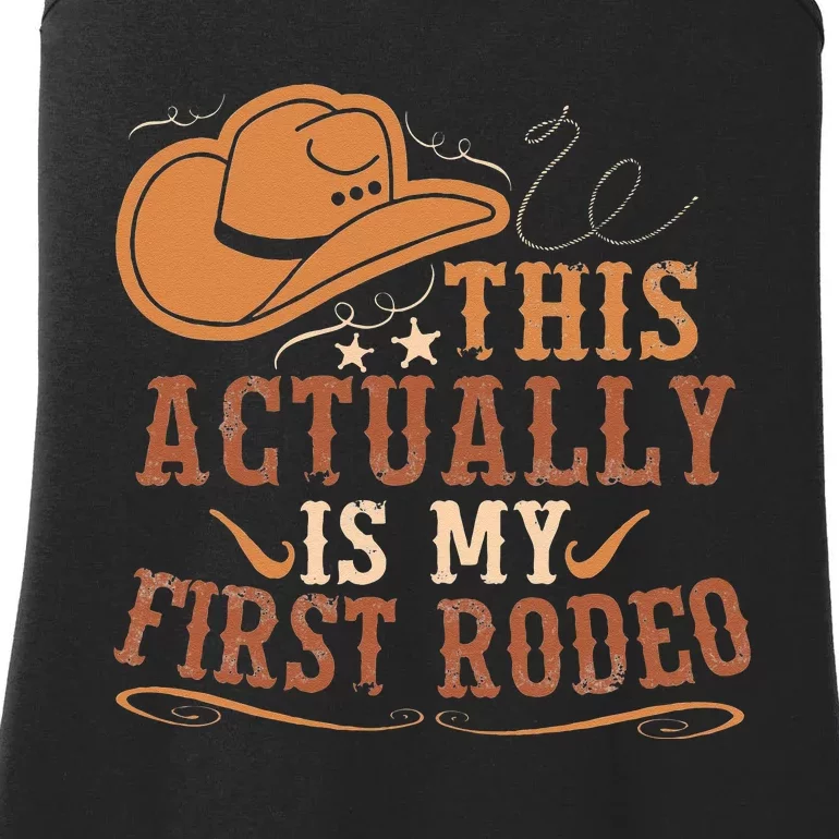 This Actually Is My First Rodeo Cowgirl Bronco Bucking Ladies Essential Tank