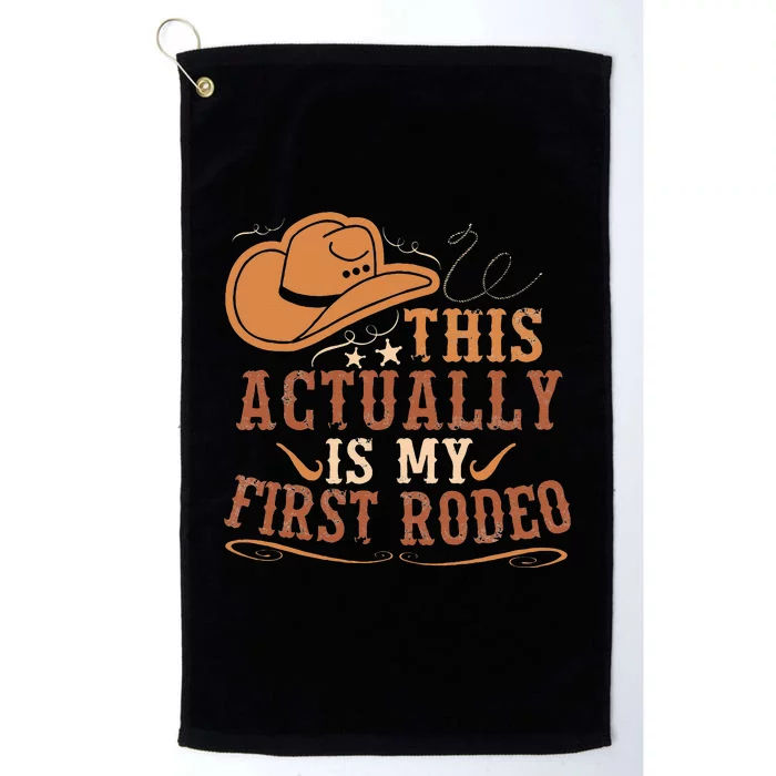 This Actually Is My First Rodeo Cowgirl Bronco Bucking Platinum Collection Golf Towel