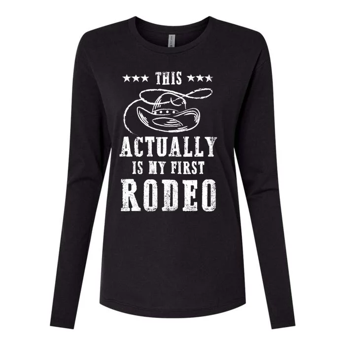 This Actually Is My First Rodeo Cowboy Vintage Womens Cotton Relaxed Long Sleeve T-Shirt