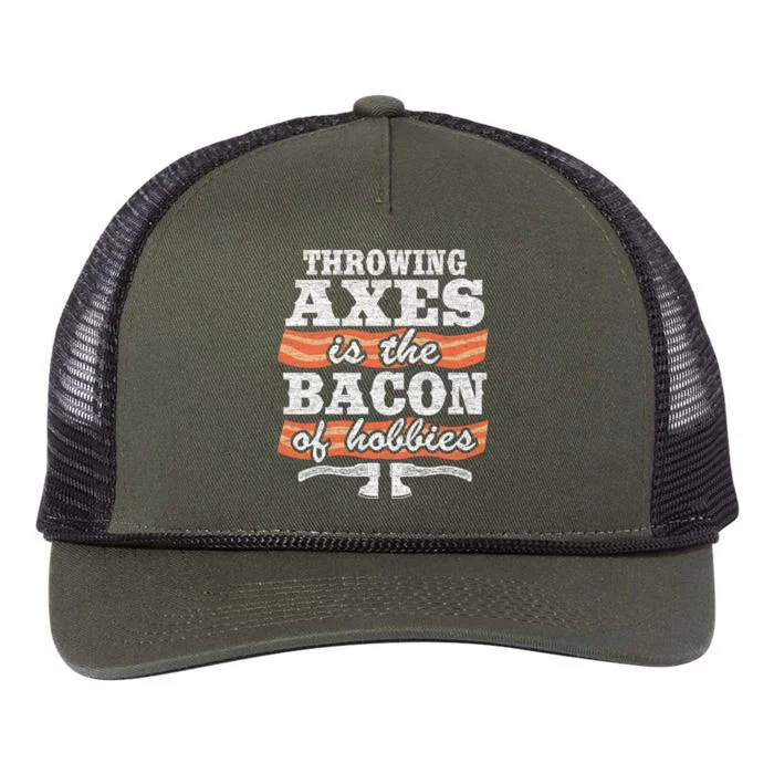 Throwing Axes Is The Bacon Of Hobbies Funny Axe Throwing Retro Rope Trucker Hat Cap