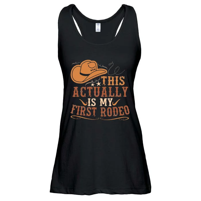 This Actually Is My First Rodeo Cowgirl Bucking Ladies Essential Flowy Tank