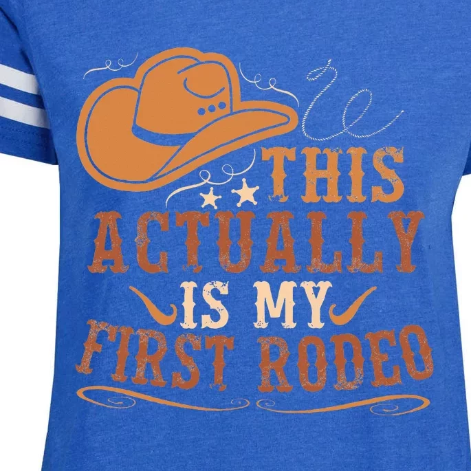 This Actually Is My First Rodeo Cowgirl Bucking Enza Ladies Jersey Football T-Shirt