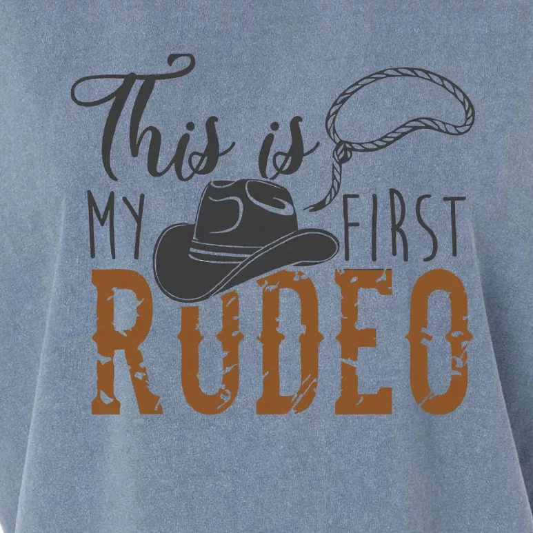 This Actually Is My First Rodeo Funny Cowboy Cowgirl Garment-Dyed Women's Muscle Tee