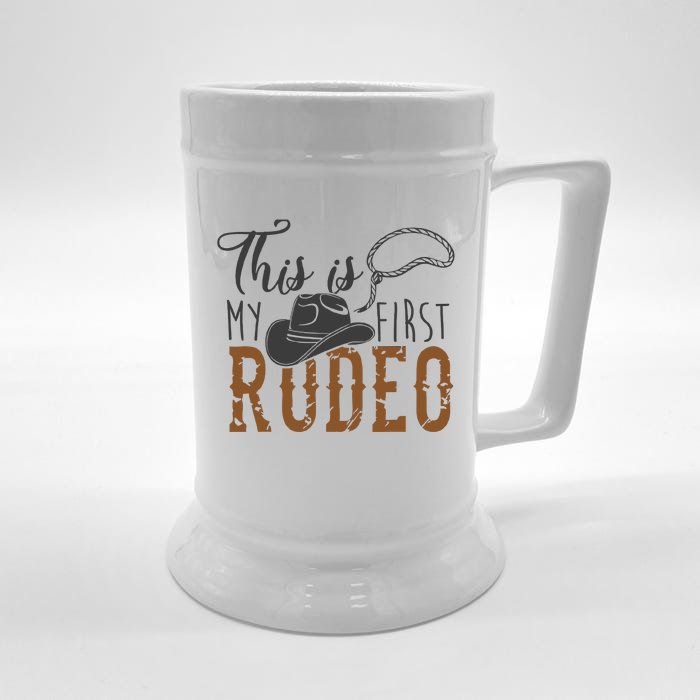 This Actually Is My First Rodeo Funny Cowboy Cowgirl Front & Back Beer Stein