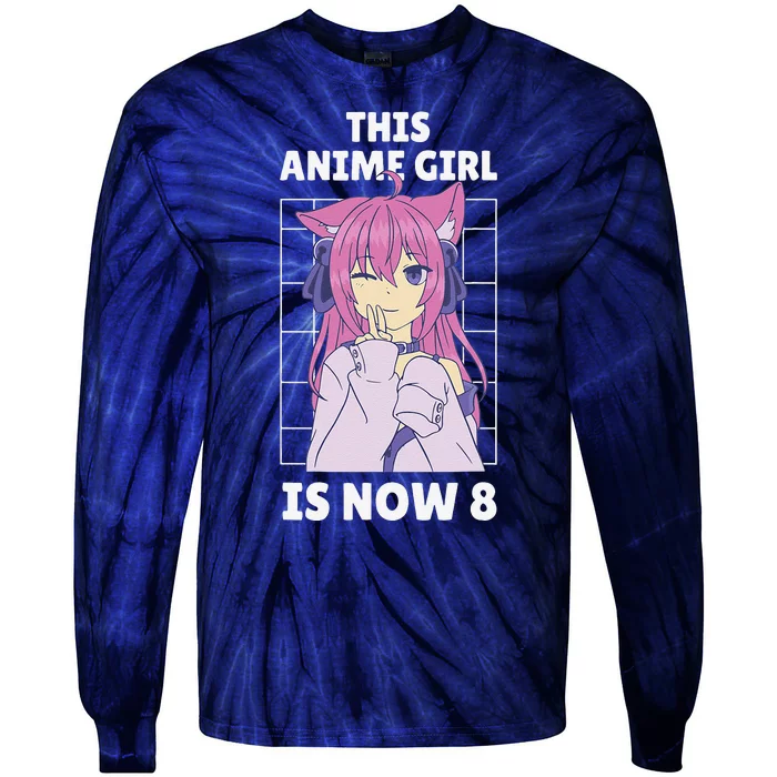 This Anime Is Now 8 Years Old Birthday Anime Merch Tie-Dye Long Sleeve Shirt