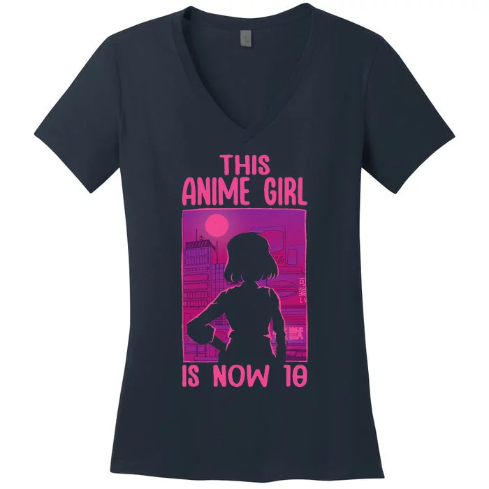 This Anime Is Now 10 Years Old Birthday Kawaii Women's V-Neck T-Shirt