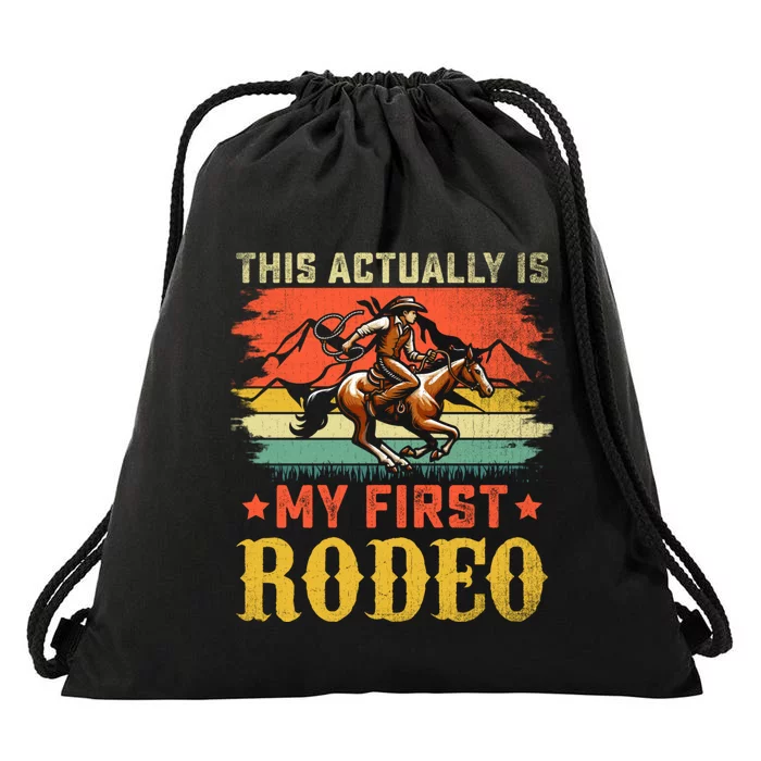 This Actually Is My First Rodeo Country Life Howdy Vintage Drawstring Bag