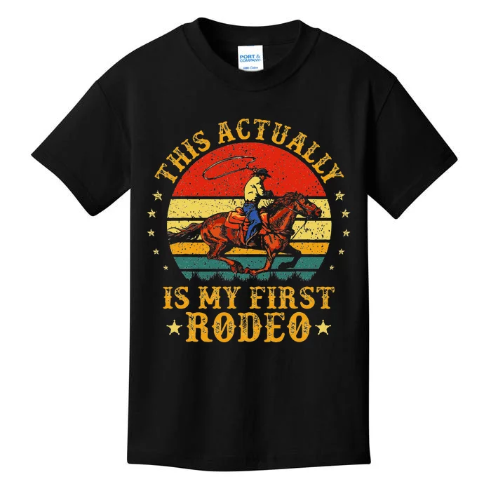 This Actually Is My First Rodeo Country Life Howdy Vintage Kids T-Shirt