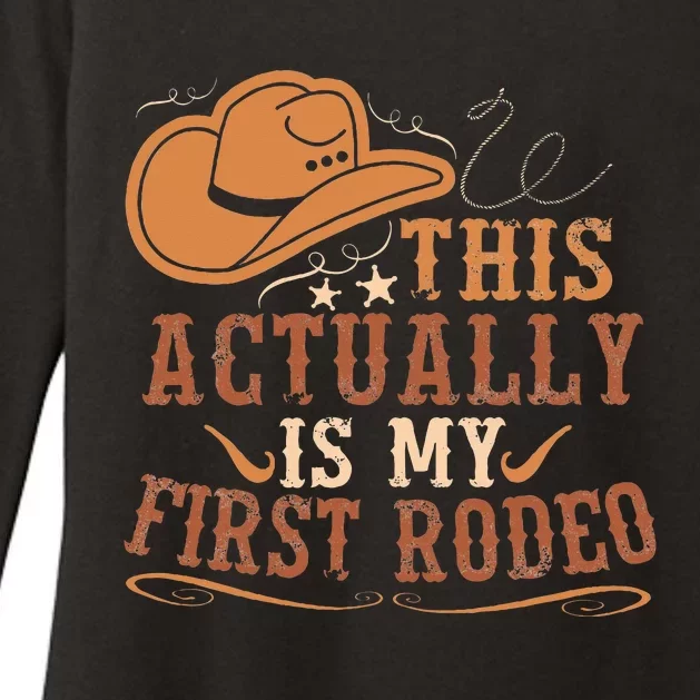 This Actually Is My First Rodeo Cowgirl Bronco Bucking Womens CVC Long Sleeve Shirt