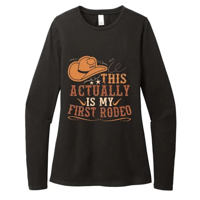 This Actually Is My First Rodeo Cowgirl Bronco Bucking Womens CVC Long Sleeve Shirt