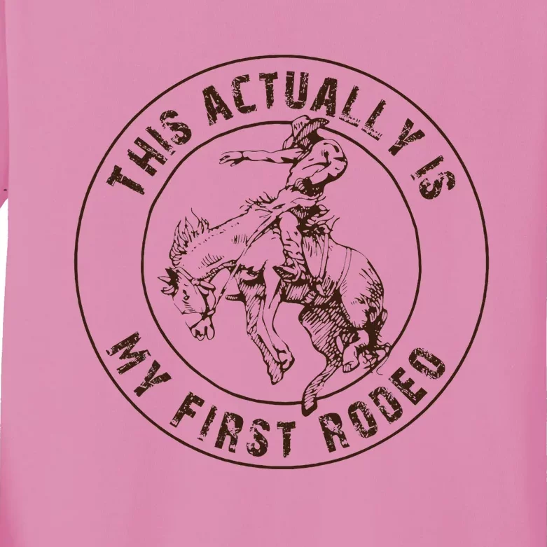 This Actually Is My First Rodeo Western Style Country Kids Long Sleeve Shirt