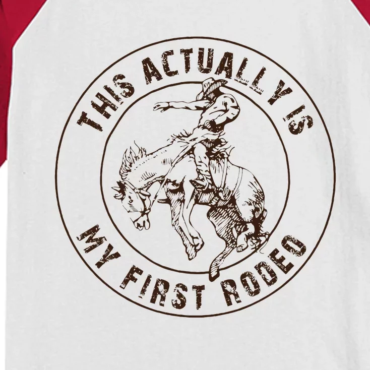 This Actually Is My First Rodeo Western Style Country Kids Colorblock Raglan Jersey