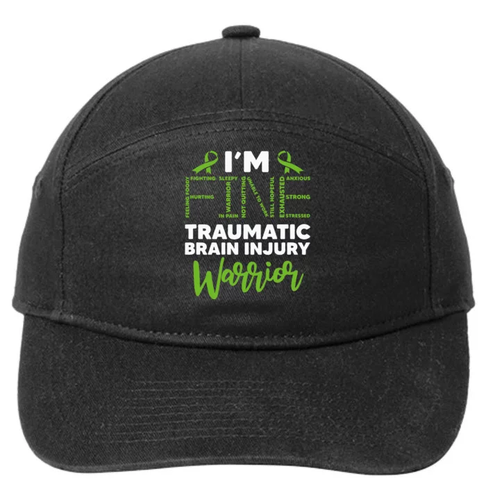 TBI Awareness Im Fine Traumatic Brain Injury Warrior 7-Panel Snapback Hat