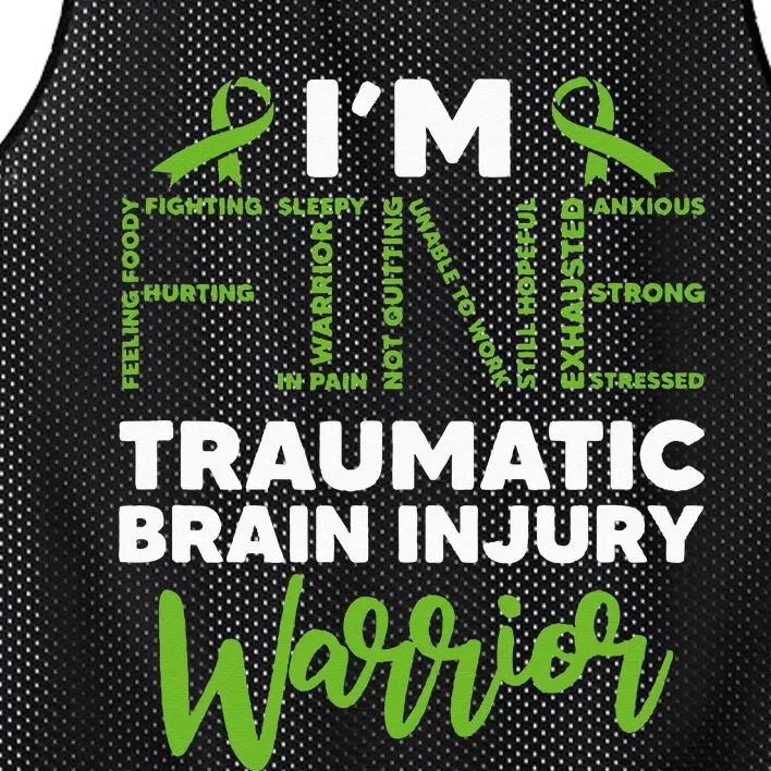 TBI Awareness Im Fine Traumatic Brain Injury Warrior Mesh Reversible Basketball Jersey Tank