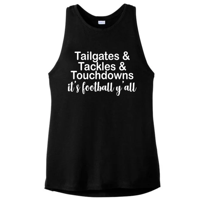 Tailgates Tackles Touchdowns Football All Day Ladies Tri-Blend Wicking Tank