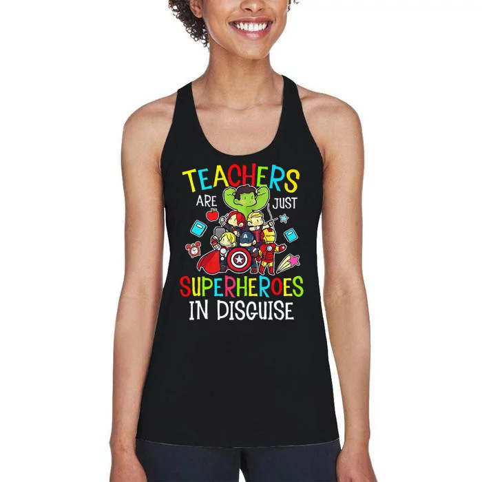 Teachers Are Just Superheroes In Disguise Back To School Women's Racerback Tank