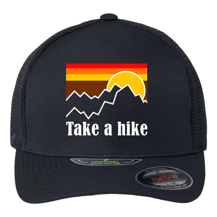 Take A Hike Sunset Funny Hiking Flexfit Unipanel Trucker Cap