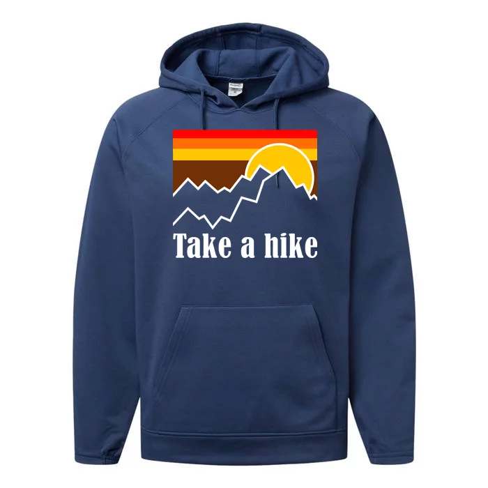 Take A Hike Sunset Funny Hiking Performance Fleece Hoodie