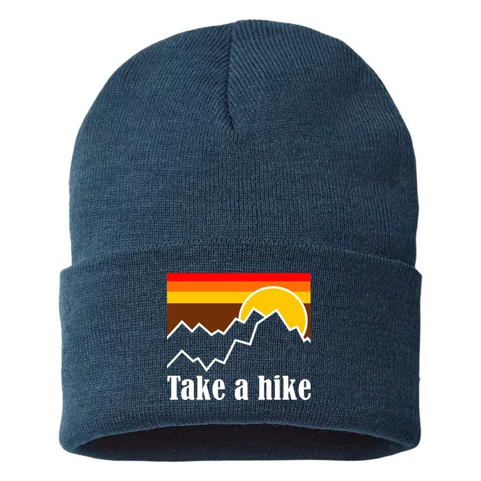 Take A Hike Sunset Funny Hiking Sustainable Knit Beanie