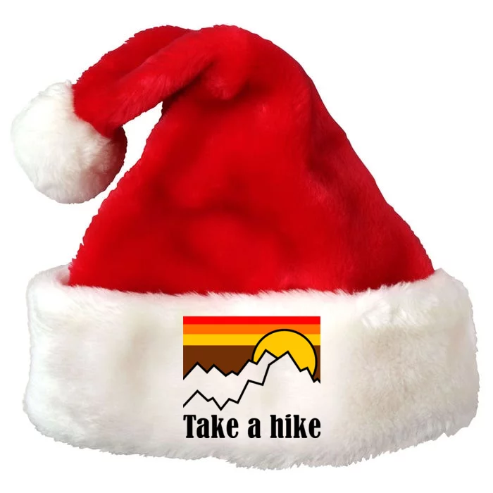 Take A Hike Sunset Funny Hiking Premium Christmas Santa Hat