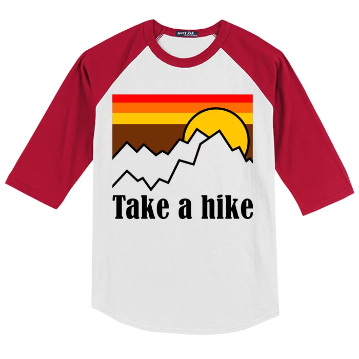 Take A Hike Sunset Funny Hiking Kids Colorblock Raglan Jersey