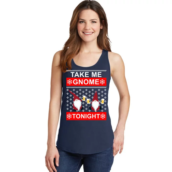 Take Me Gnome Tonight Ugly Christmas Ladies Essential Tank