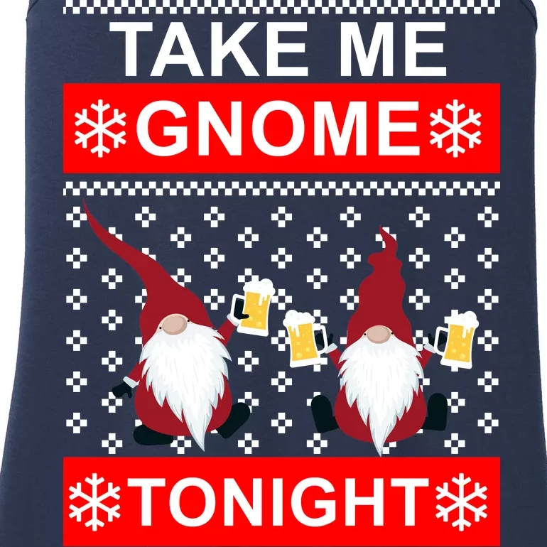 Take Me Gnome Tonight Ugly Christmas Ladies Essential Tank