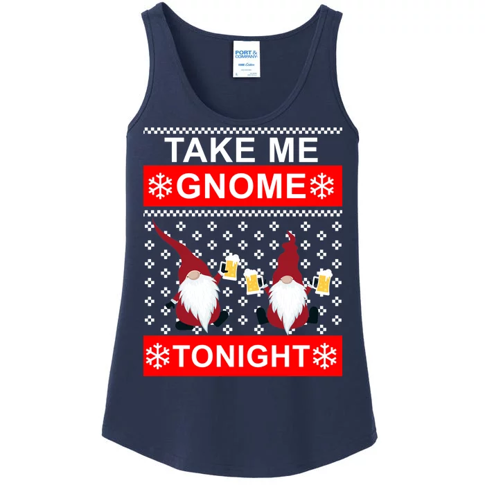 Take Me Gnome Tonight Ugly Christmas Ladies Essential Tank