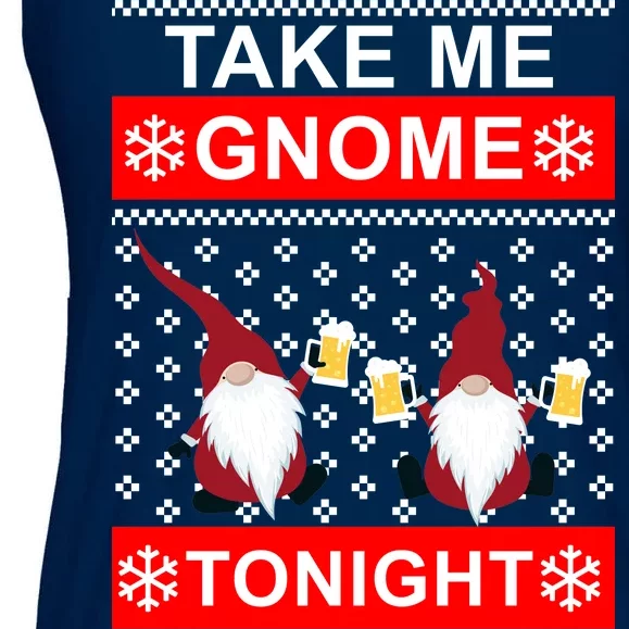 Take Me Gnome Tonight Ugly Christmas Ladies Essential Flowy Tank