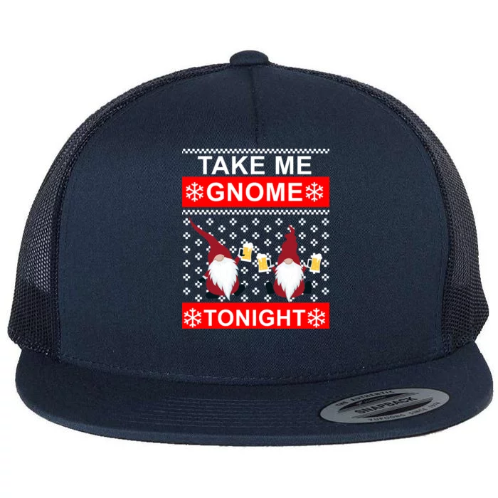 Take Me Gnome Tonight Ugly Christmas Flat Bill Trucker Hat