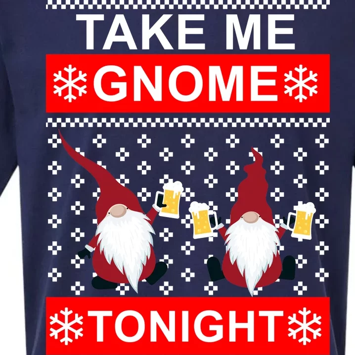 Take Me Gnome Tonight Ugly Christmas Sueded Cloud Jersey T-Shirt