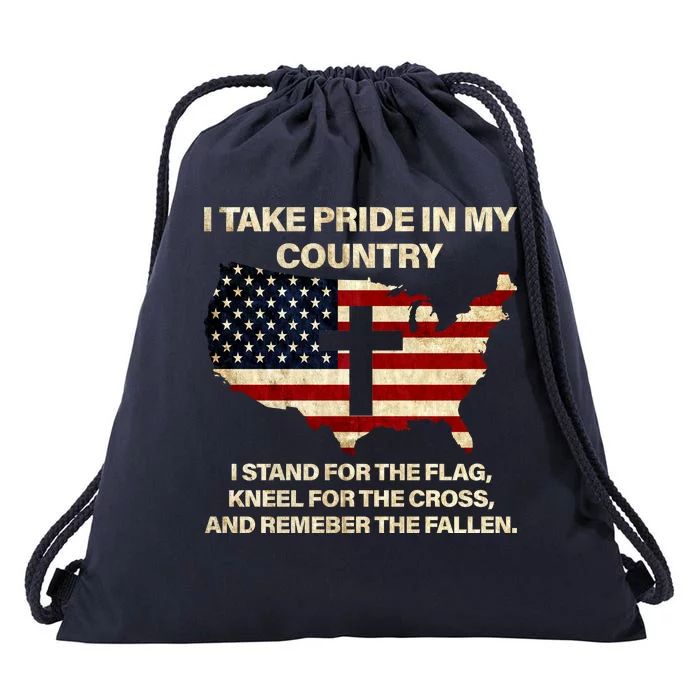 Take Pride In My Country Drawstring Bag