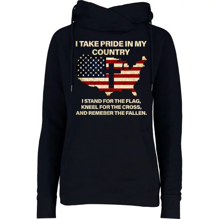 Take Pride In My Country Womens Funnel Neck Pullover Hood