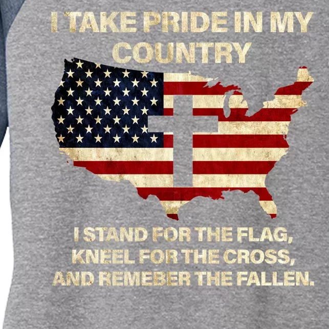 Take Pride In My Country Women's Tri-Blend 3/4-Sleeve Raglan Shirt