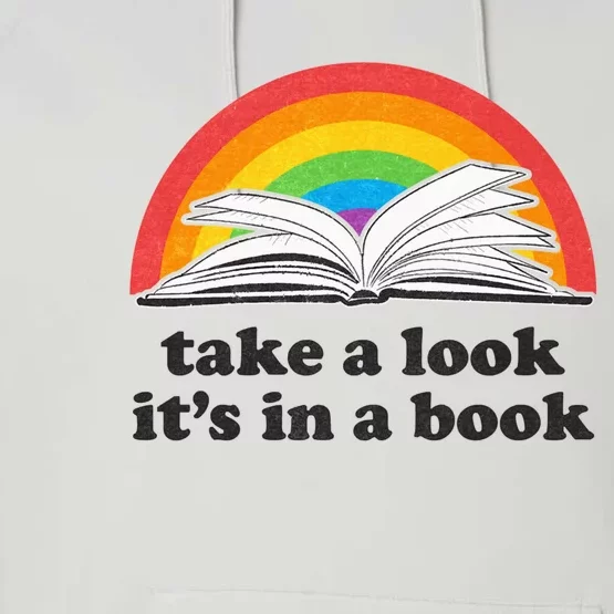 Take A Look Its In A Book Retro Inspired Reading Rainbow Performance Fleece Hoodie